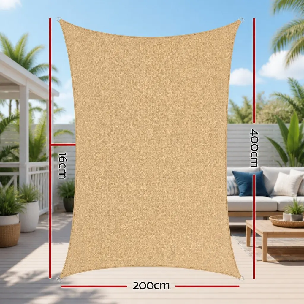 Shade Sail Rectangle Sand 2x4m UV Protective Outdoor Cover for Patio Pool Garden