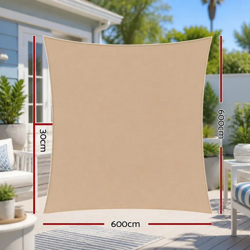 Shade Sail Rectangle UV Protection 6x6m Outdoor Patio Pool Garden Sunshade Cloth