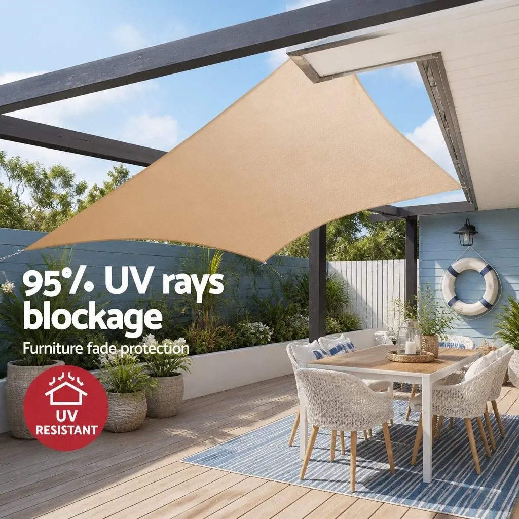 Shade Sail Rectangle UV Protection 6x6m Outdoor Patio Pool Garden Sunshade Cloth