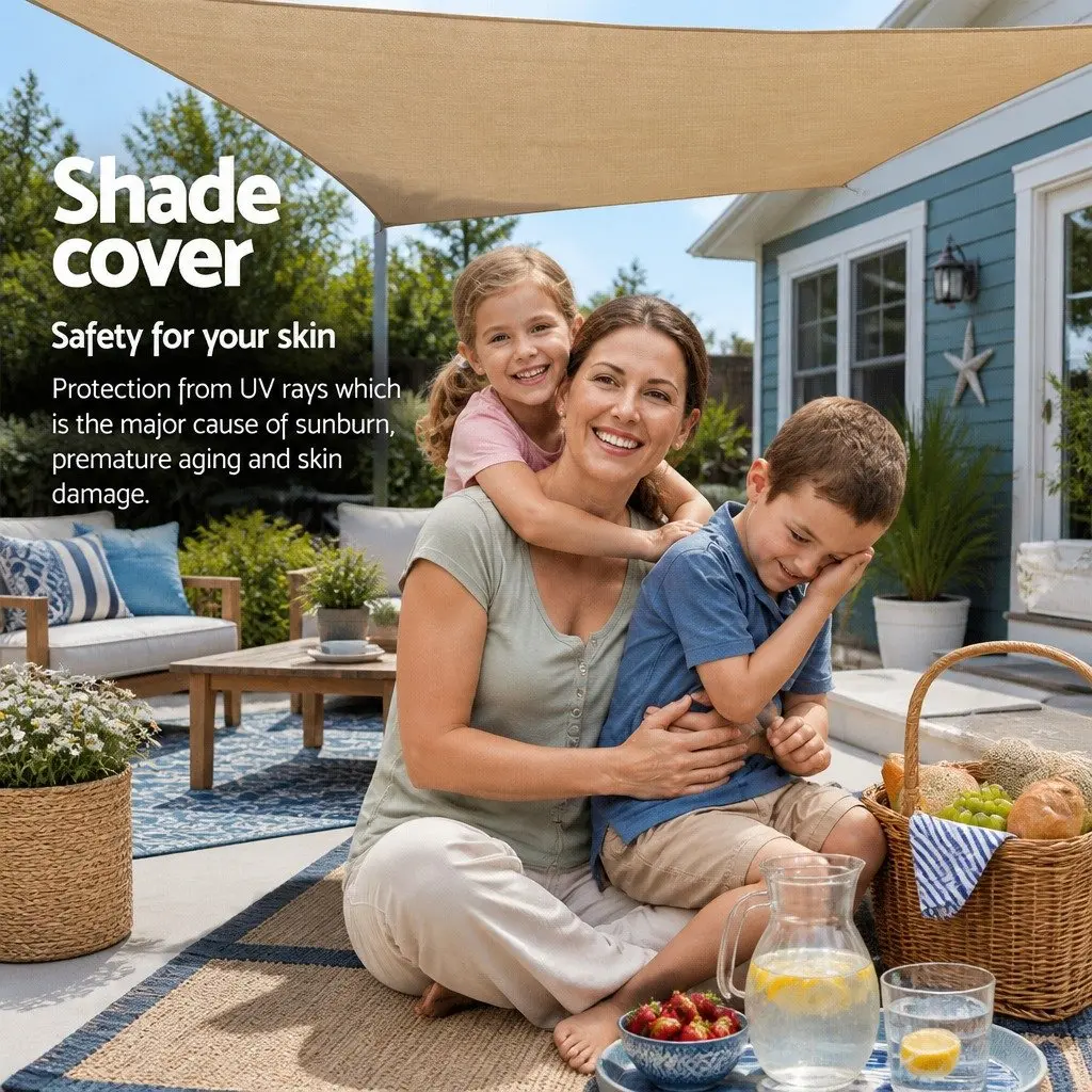 Shade Sail Rectangle UV Protection 6x6m Outdoor Patio Pool Garden Sunshade Cloth