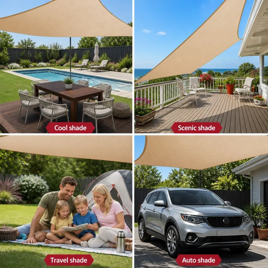 Rectangle Shade Sail 6x8m 185GSM UV Protection Sand Outdoor Patio Pool Sunshade