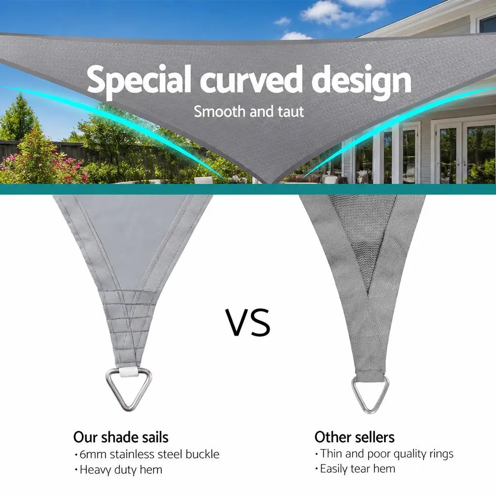 Shade Sail Waterproof Commercial Grade 3x5m Grey UV Protection