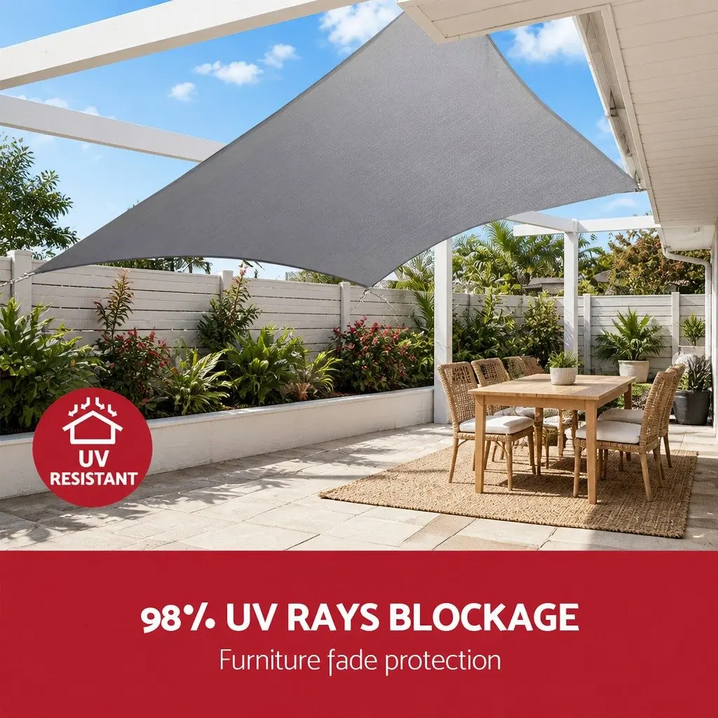 Shade Sail Waterproof Grey 3x8m 220GSM Outdoor Garden Patio Pool