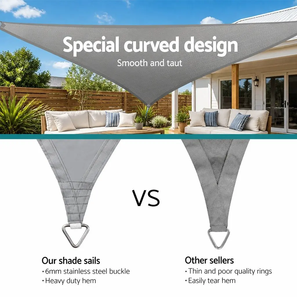 Shade Sail Waterproof Grey 3x8m 220GSM Outdoor Garden Patio Pool