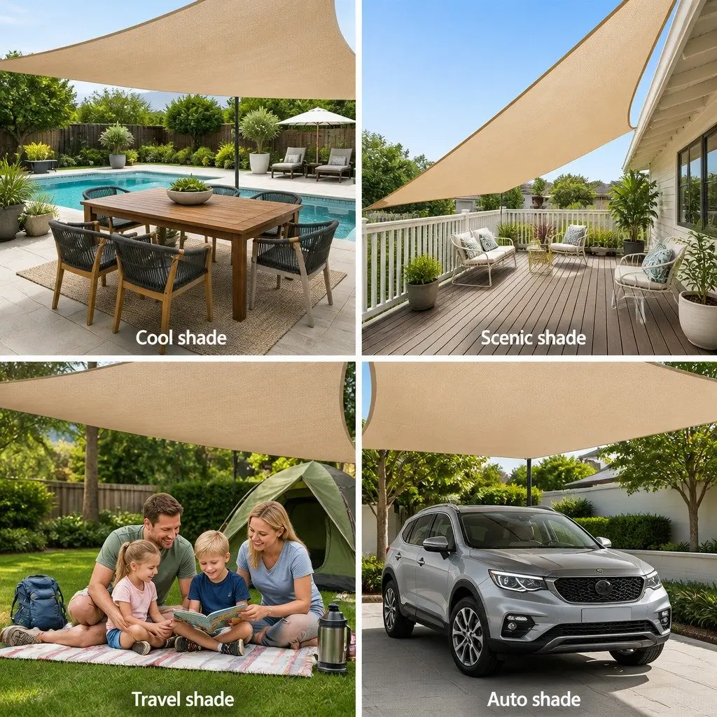Rectangle Shade Sail Waterproof Sand 2x4m UV Blocking Canopy Outdoor Heavy-duty