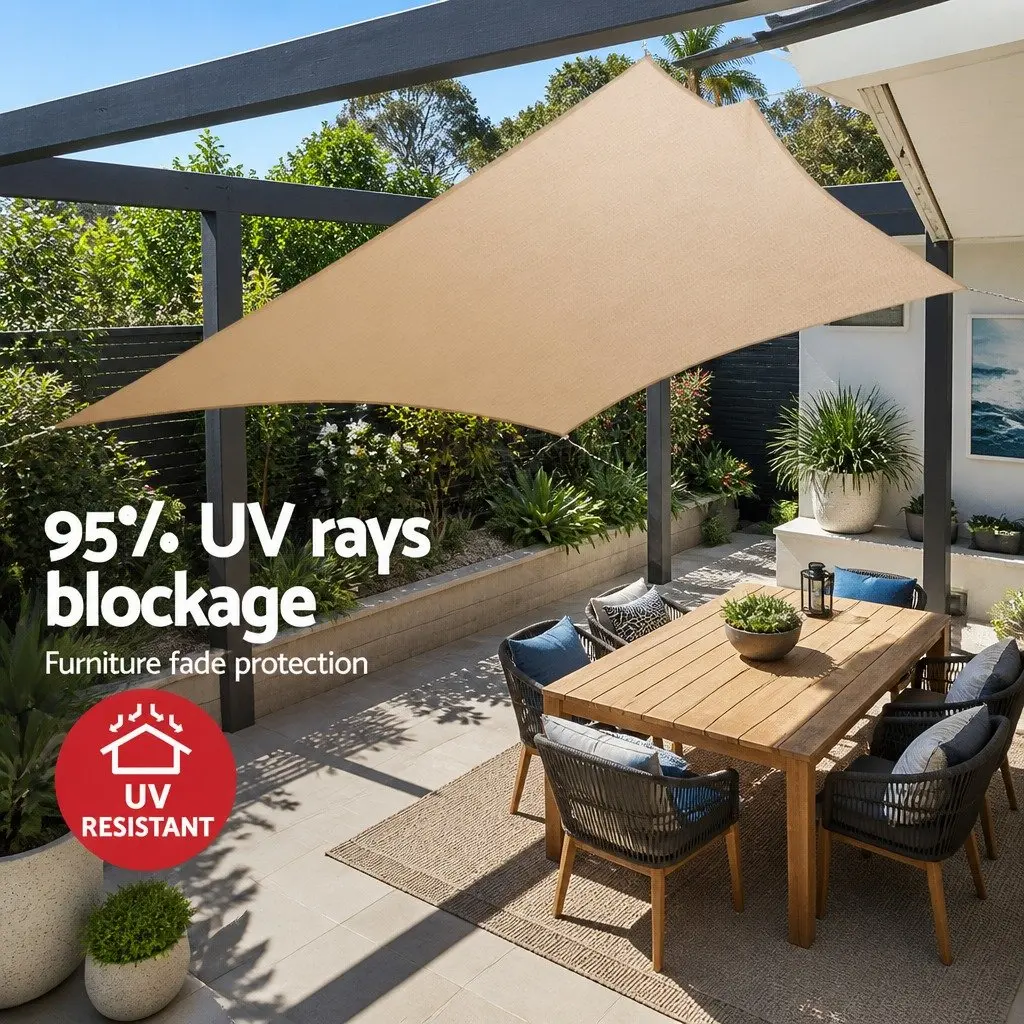 Rectangle Shade Sail Waterproof Sand 2x4m UV Blocking Canopy Outdoor Heavy-duty