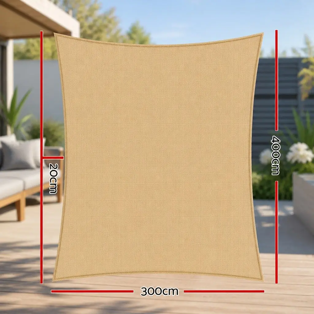 Shade Sail Waterproof Rectangle 3x4m UV Protection Outdoor Patio Pool Deck