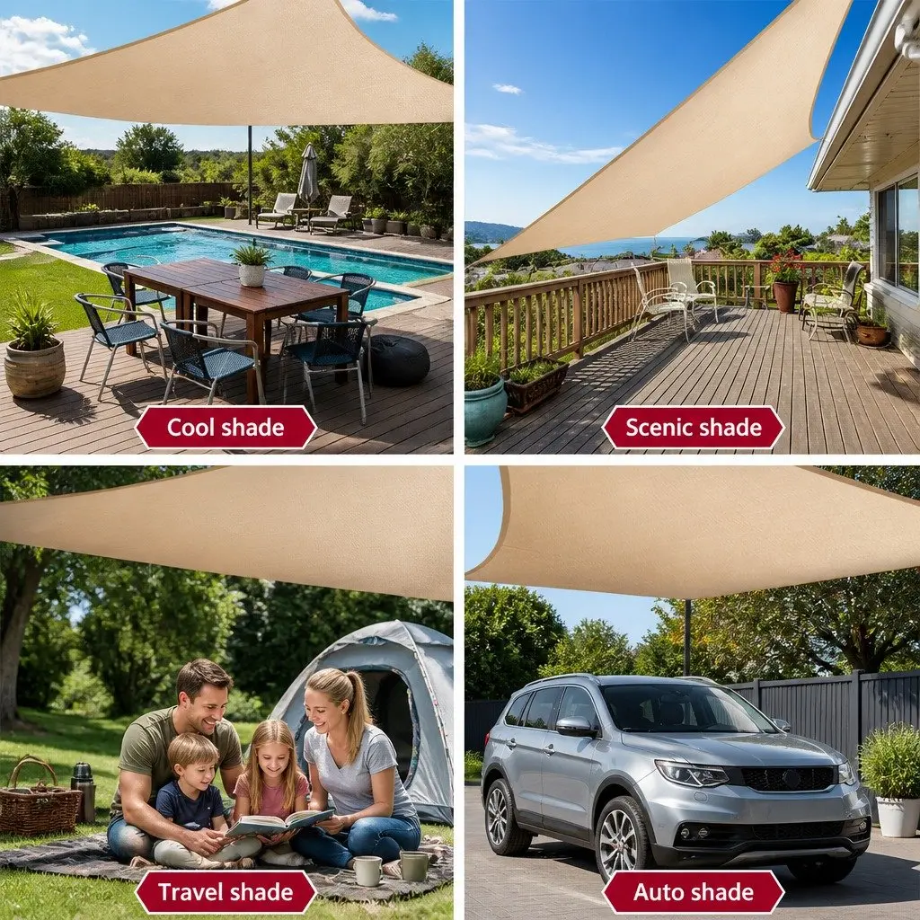 Waterproof Shade Sail Rectangle Sand 3x5m UV Protection Outdoor