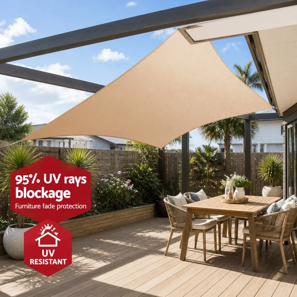 Waterproof Shade Sail Rectangle Sand 3x5m UV Protection Outdoor