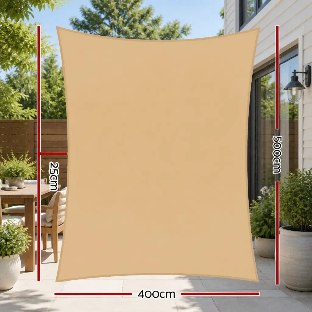 Rectangle Shade Sail Waterproof UV Protection 4m x 5m Outdoor Patio Pool Deck