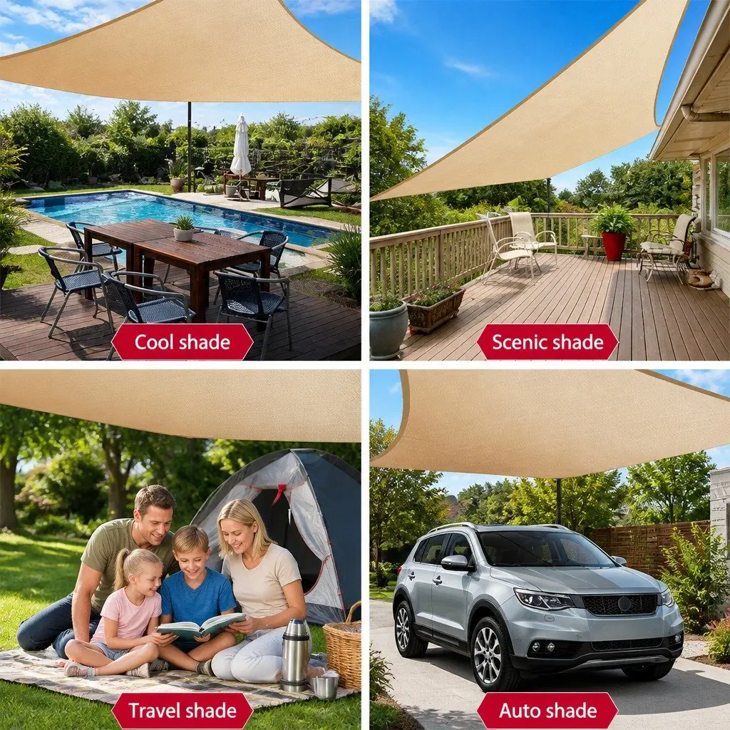 Rectangle Shade Sail Waterproof UV Protection 4m x 5m Outdoor Patio Pool Deck