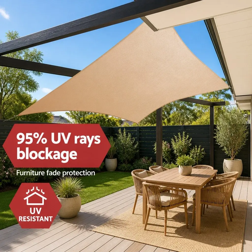 Rectangle Shade Sail Waterproof UV Protection 4m x 5m Outdoor Patio Pool Deck