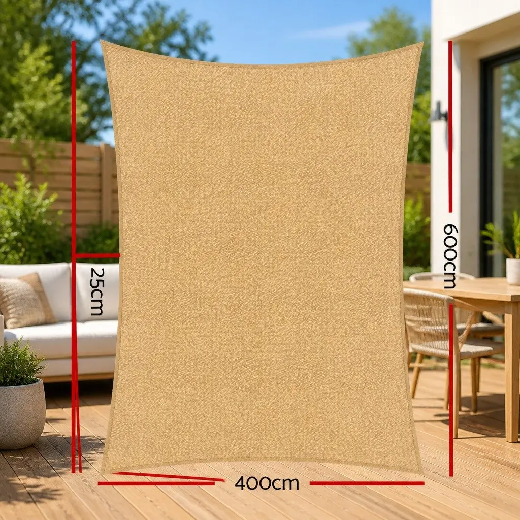 Rectangle Shade Sail Waterproof 4x6m Sun Shade Cloth Outdoor Patio Pool Coverage