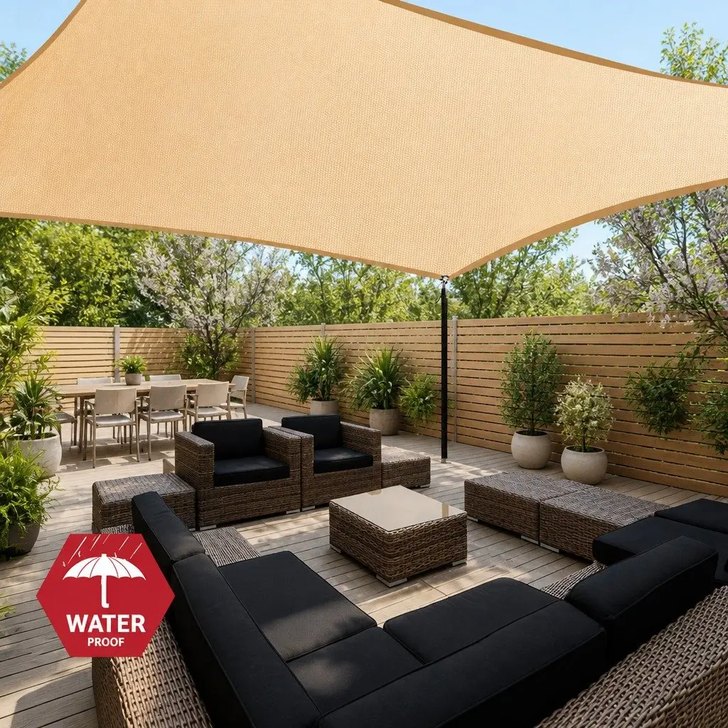 Rectangle Shade Sail Waterproof 4x6m Sun Shade Cloth Outdoor Patio Pool Coverage