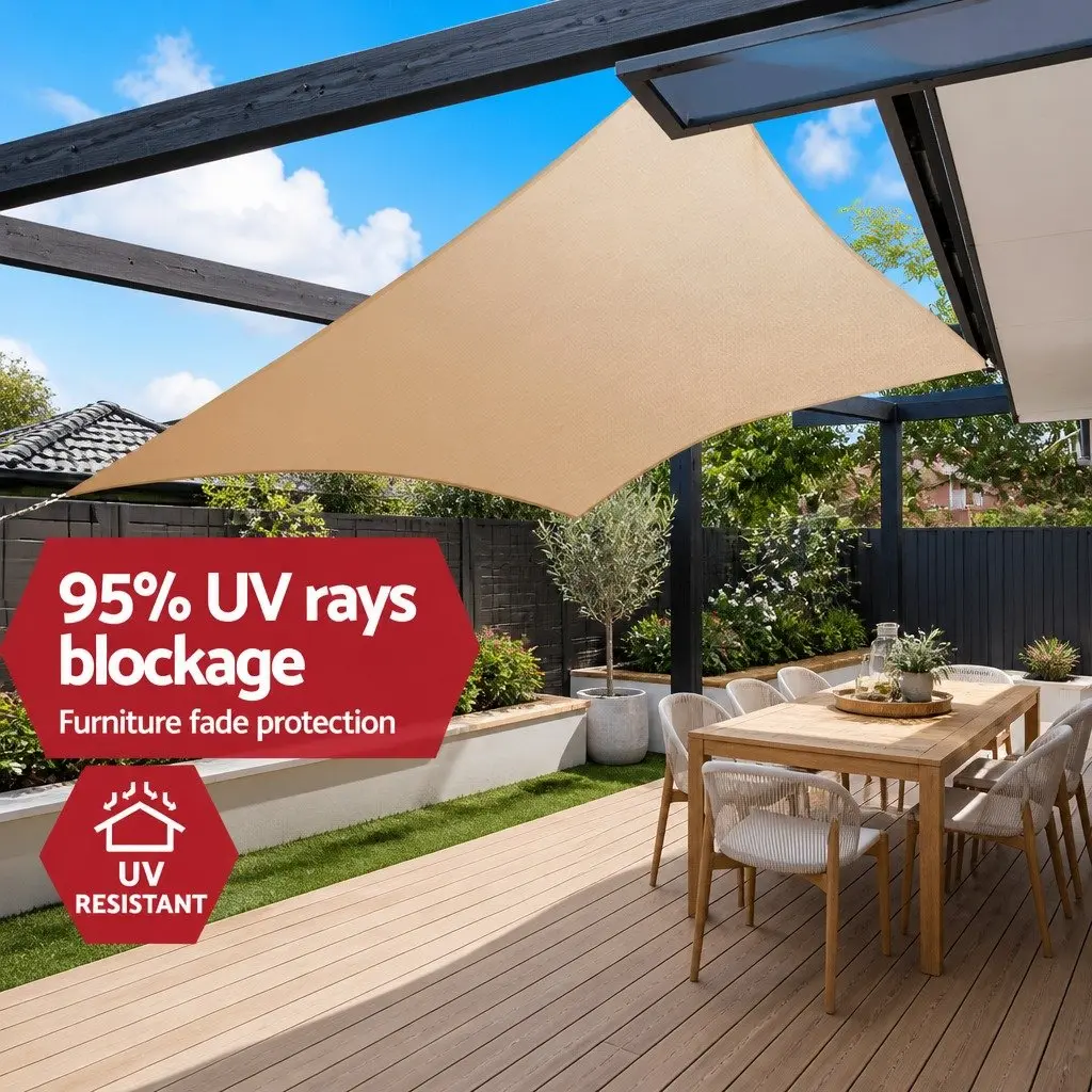 Rectangle Shade Sail Waterproof 4x6m Sun Shade Cloth Outdoor Patio Pool Coverage