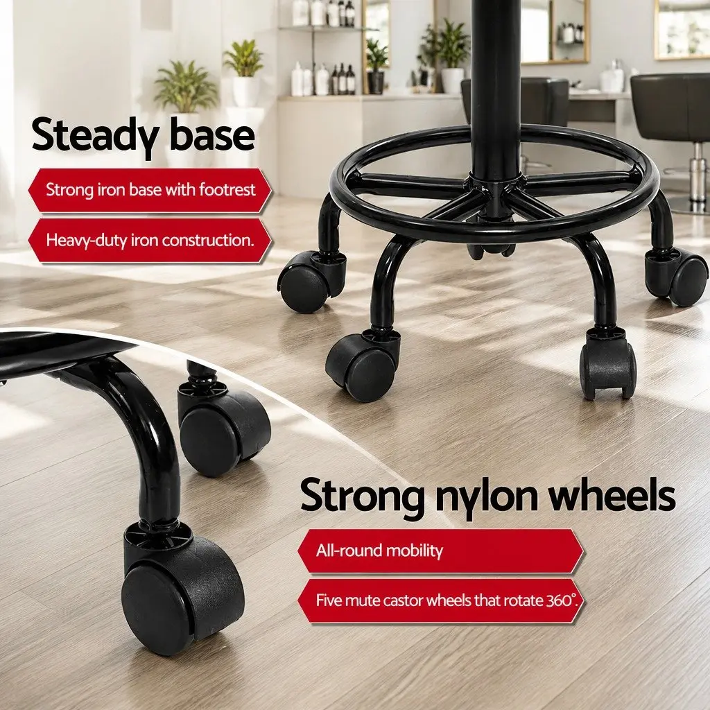 Salon Stool Swivel Chair with Backrest Adjustable Height Black Pack of 2