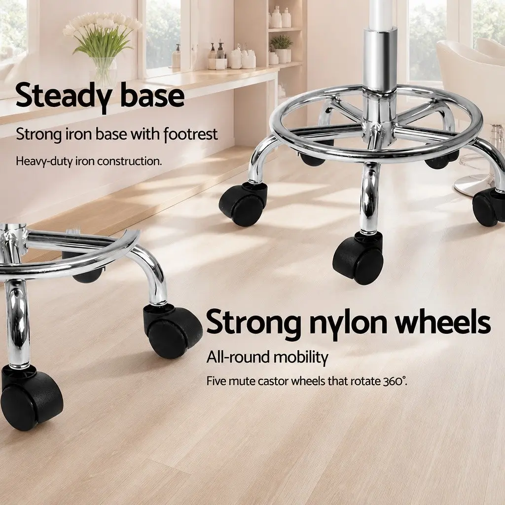 Swivel Stool for Salon Adjustable Height Round Seat with Backrest White