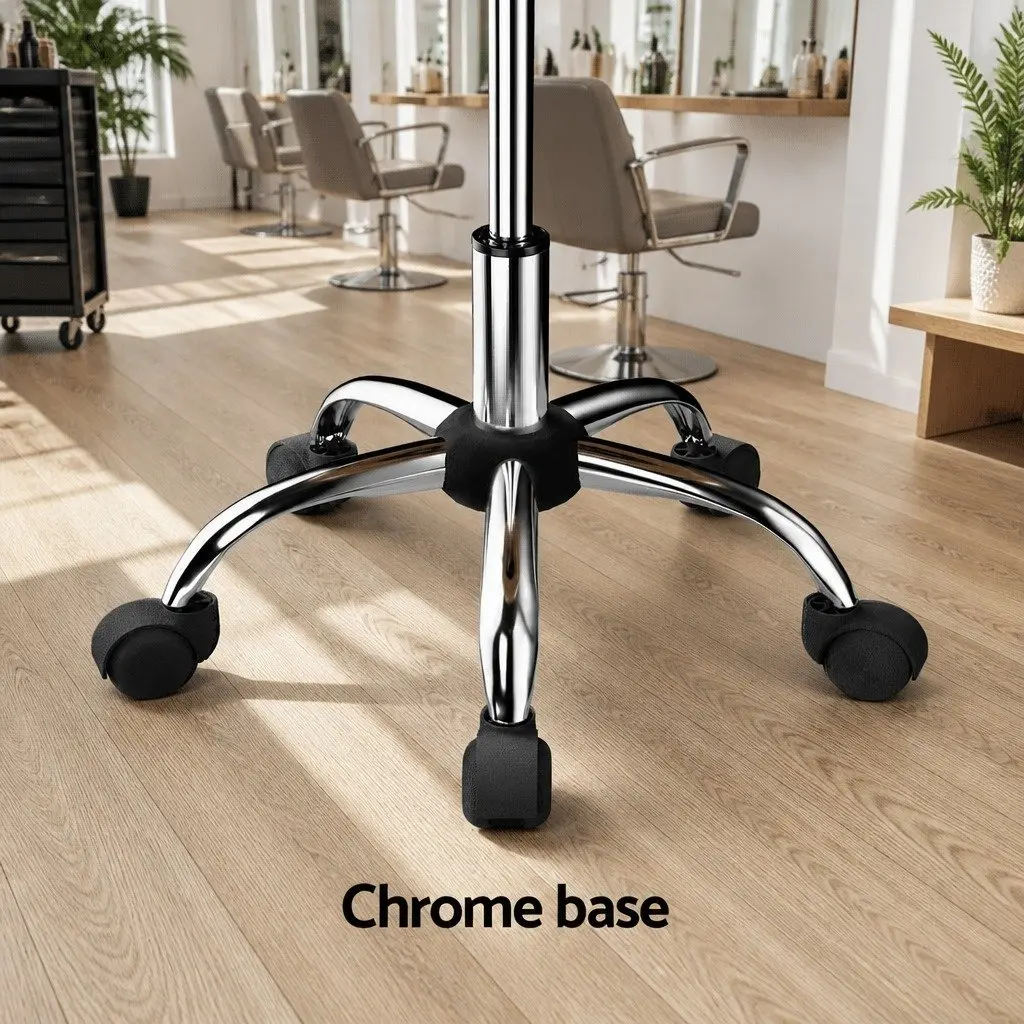 Salon Stool Swivel Chair Brown Adjustable Height with Backrest 360 Degree Rotation
