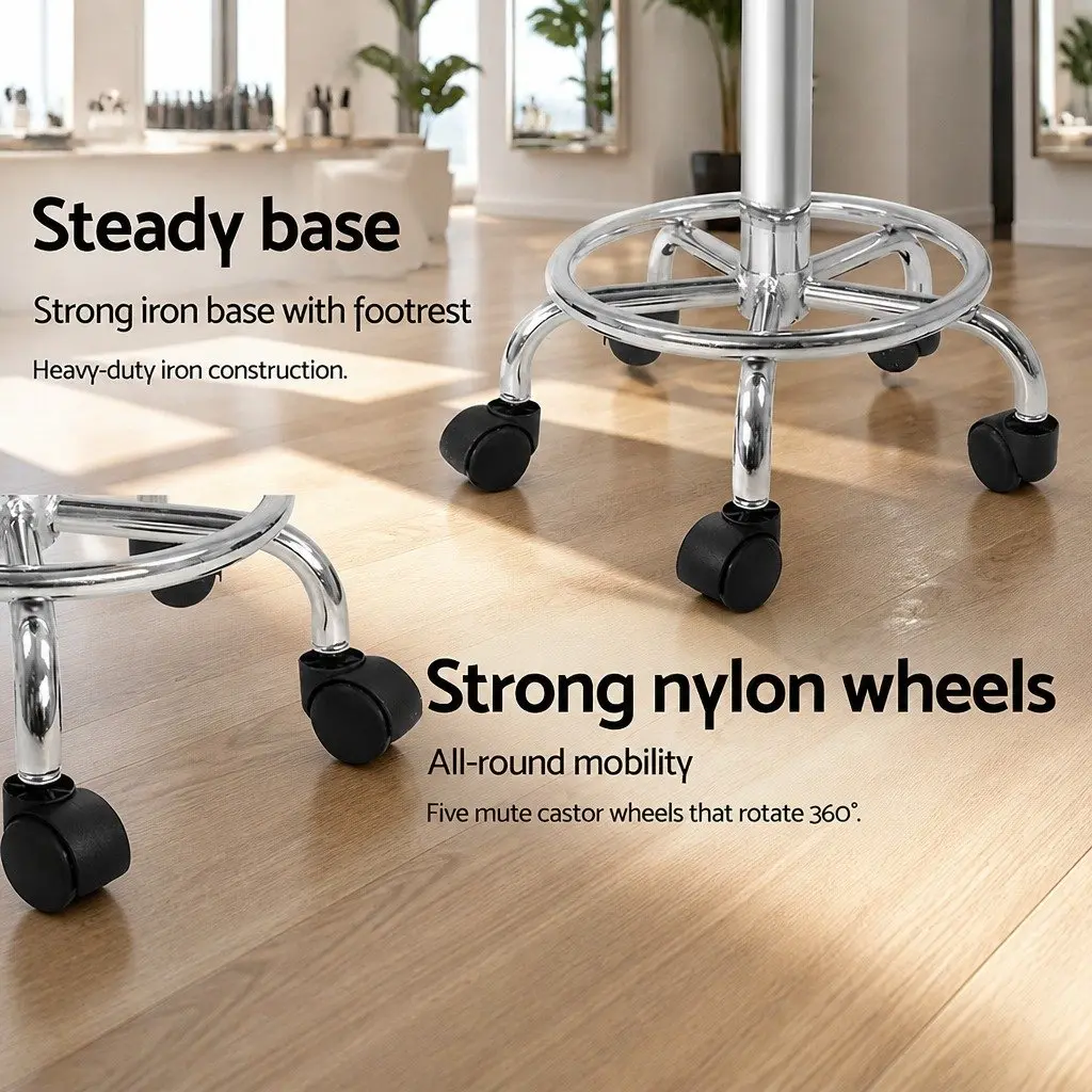 Salon Stool Saddle Seat White Adjustable Height 360 Degree Rotatable