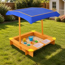 Engaging Kids Sandbox with Canopy - Perfect for Your Backyard 103cm