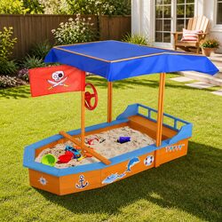 Invite Playtime with Kids Wooden Boat Sandbox