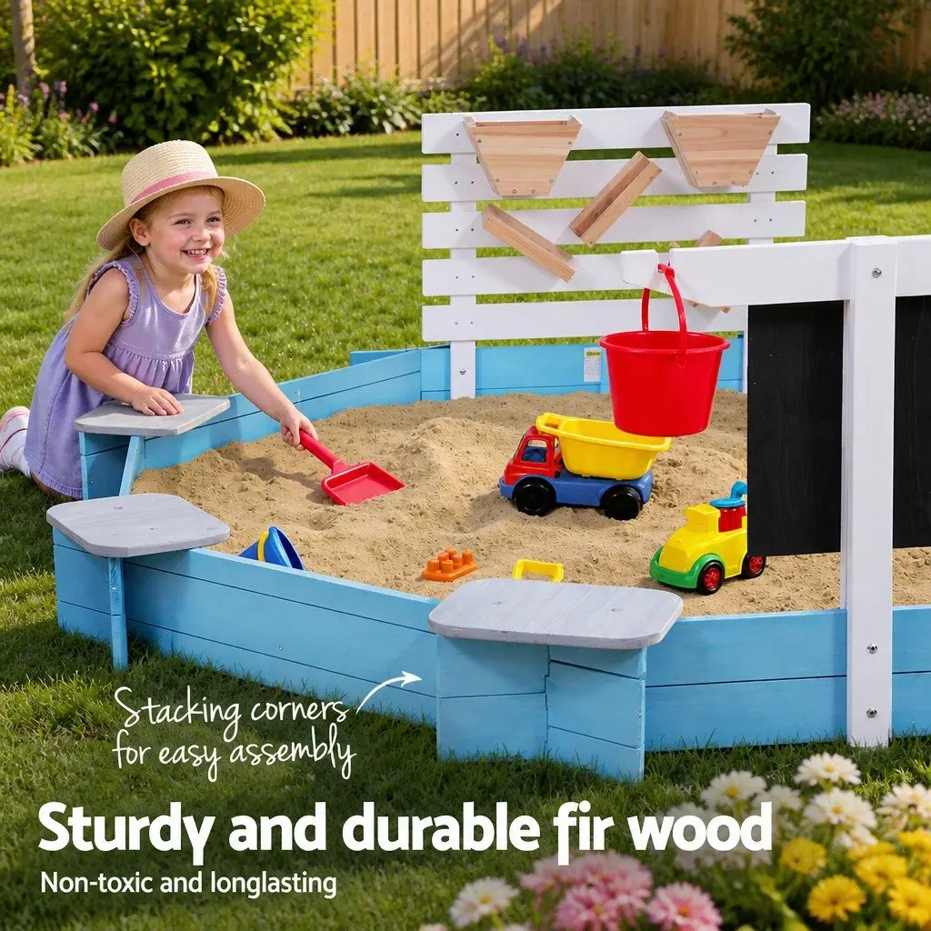 Kids Wooden Round Sandpit Outdoor Play Equipment 215cm