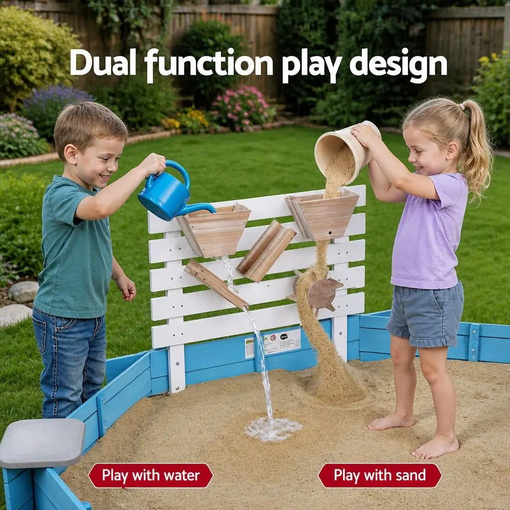 Kids Wooden Round Sandpit Outdoor Play Equipment 215cm