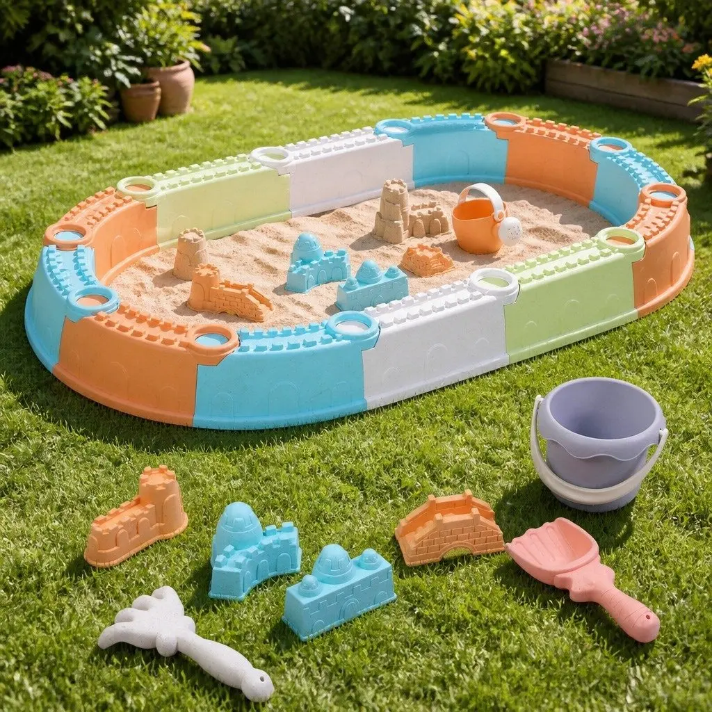 Kids Sandbox Sandpit Set 9 Piece Beach Toys Sand Box Outdoor Play Area Backyard