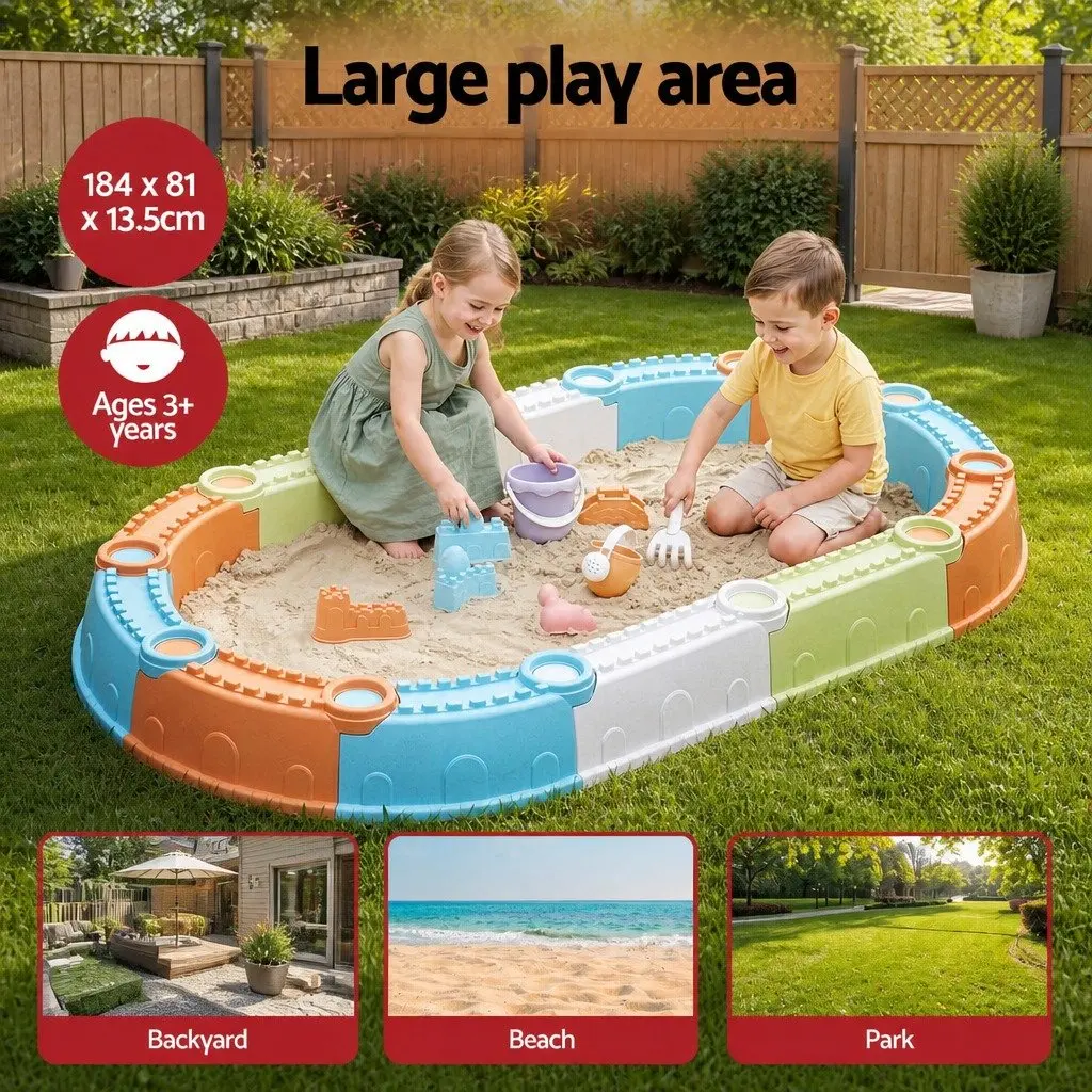 Kids Sandbox Sandpit Set 9 Piece Beach Toys Sand Box Outdoor Play Area Backyard