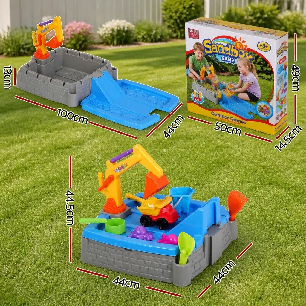 Kids 2-in-1 Sandpit Water Table Excavator Digger Extendable Play Toy Set
