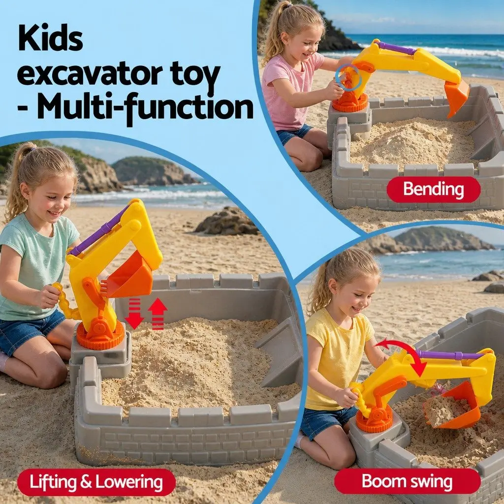 Kids 2-in-1 Sandpit Water Table Excavator Digger Extendable Play Toy Set
