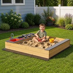 Explore Outdoor Fun with the Wooden Sandpit Mud Kitchen