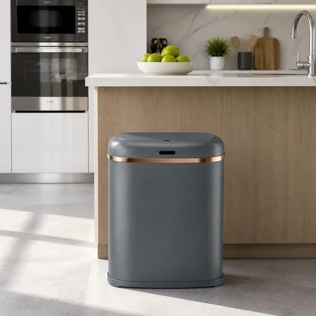 Automatic Motion Sensor Bin Hands-Free 38L Grey Kitchen Trash Can