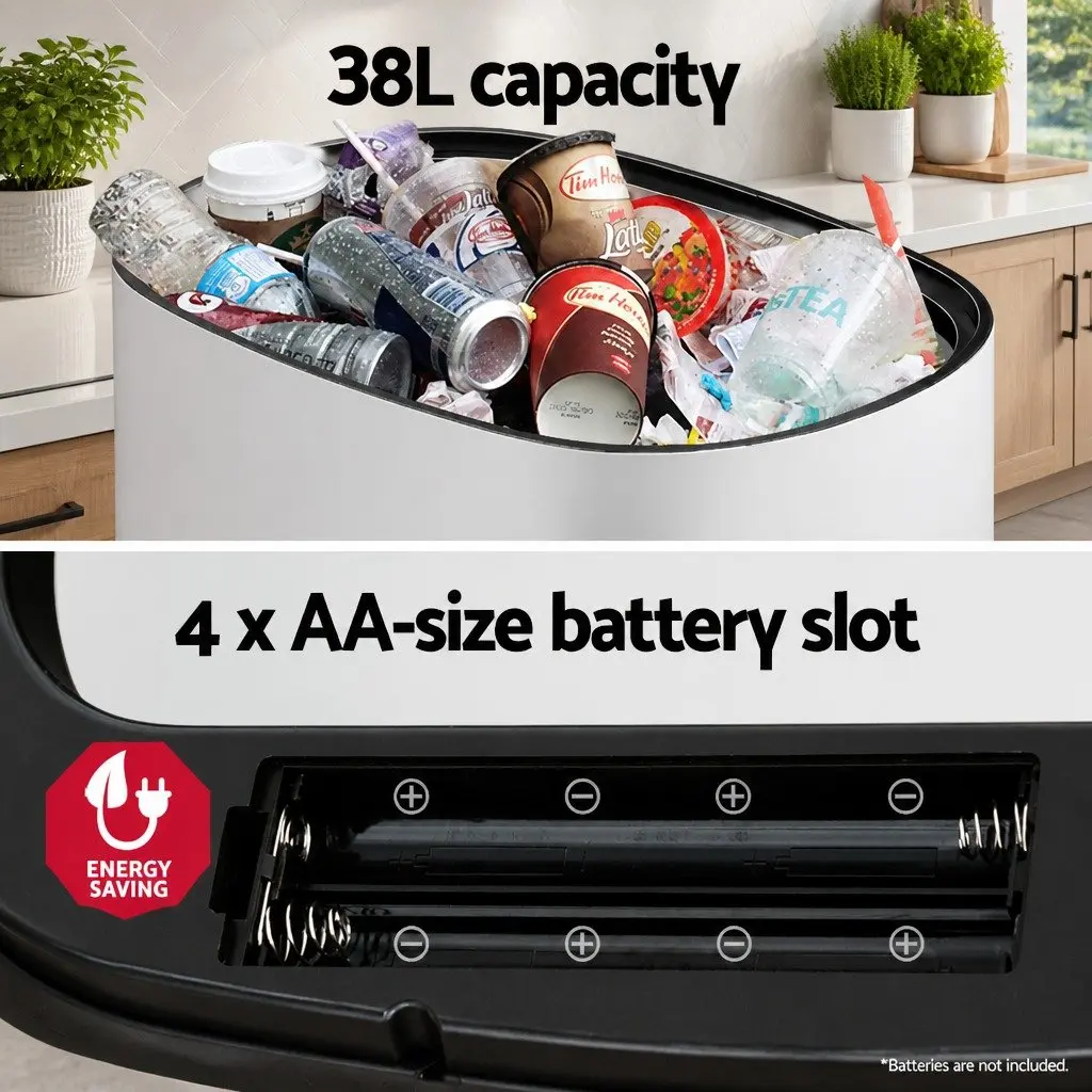 Automatic Bin Motion Sensor Hands-Free 38L White