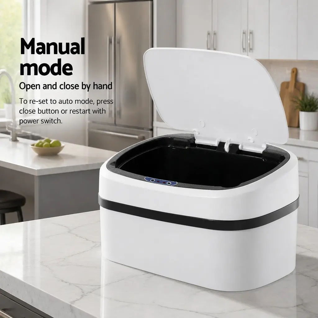 Automatic Motion Sensor Rubbish Bin Hands-Free 58L White Steel