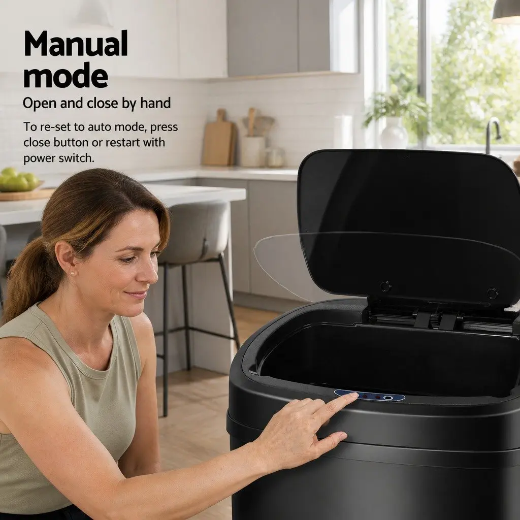 Automatic Motion Sensor Rubbish Bin Touchless 68L Black Steel