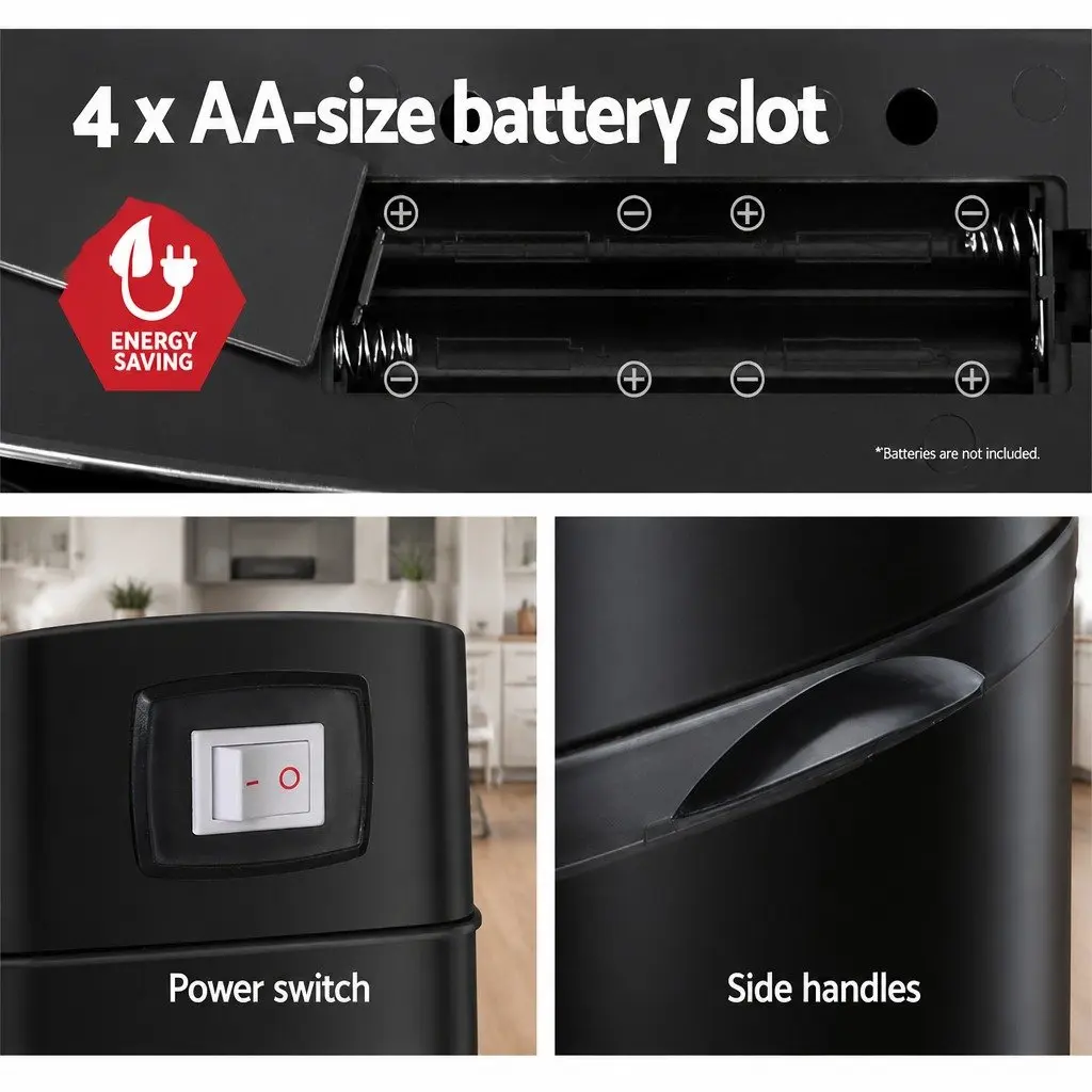 Automatic Motion Sensor Rubbish Bin Touchless 68L Black Steel