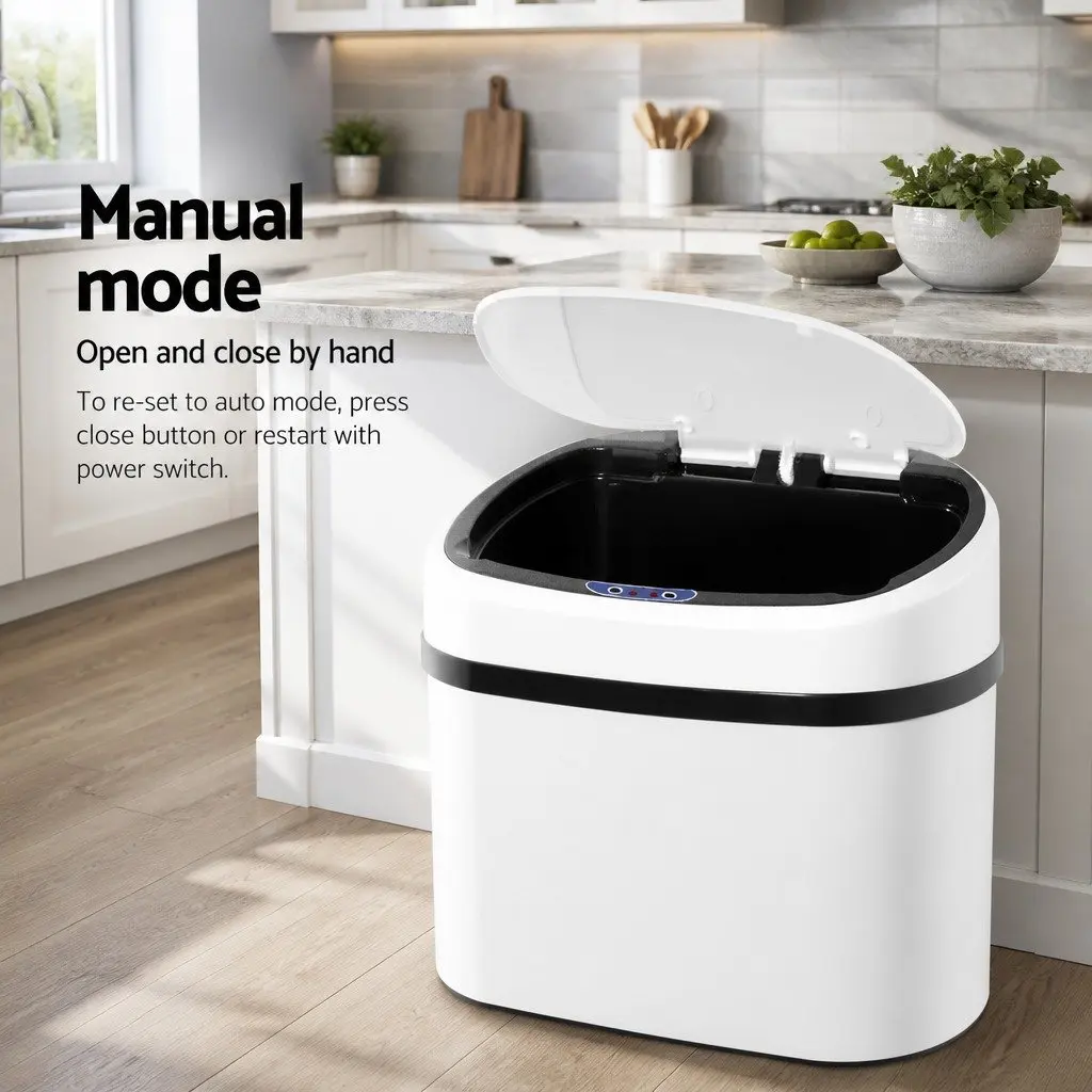 Motion Sensor Rubbish Bin 68L Automatic Kitchen Hands-Free White Steel