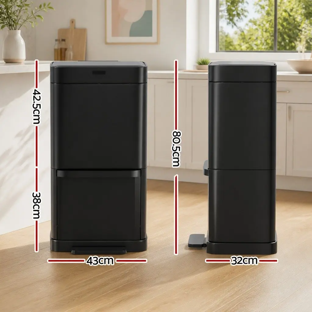 Automatic Motion Sensor Recycling Bin Dual Compartment 70L