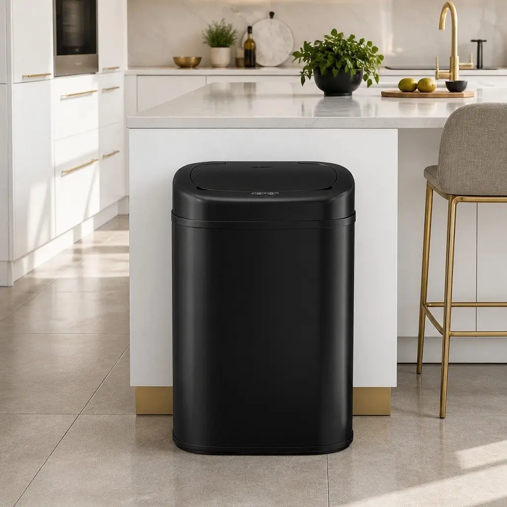 Automatic Motion Sensor Bin Hands-Free 82L Black Steel