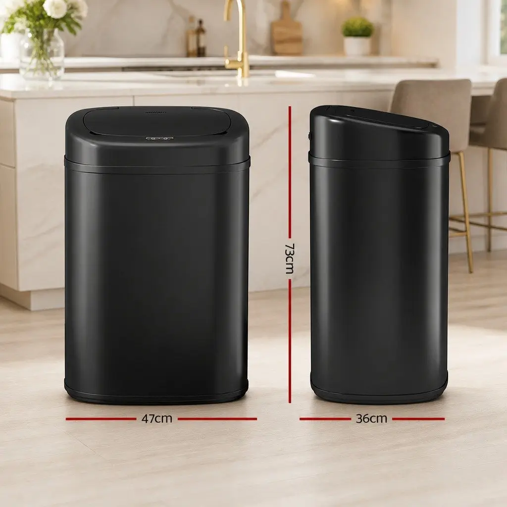 Automatic Motion Sensor Bin Hands-Free 82L Black Steel