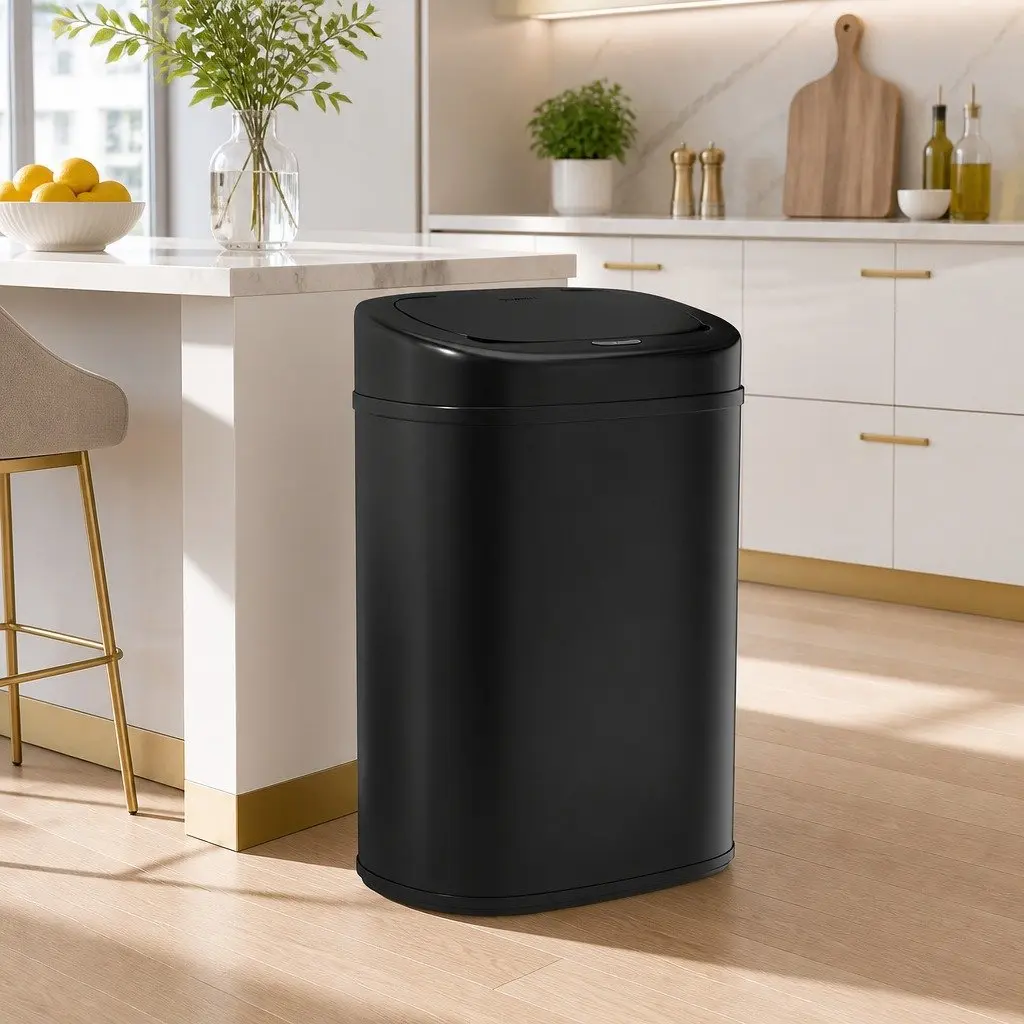 Automatic Motion Sensor Bin Hands-Free 82L Black Steel