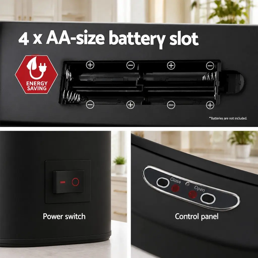 Automatic Motion Sensor Bin Hands-Free 82L Black Steel