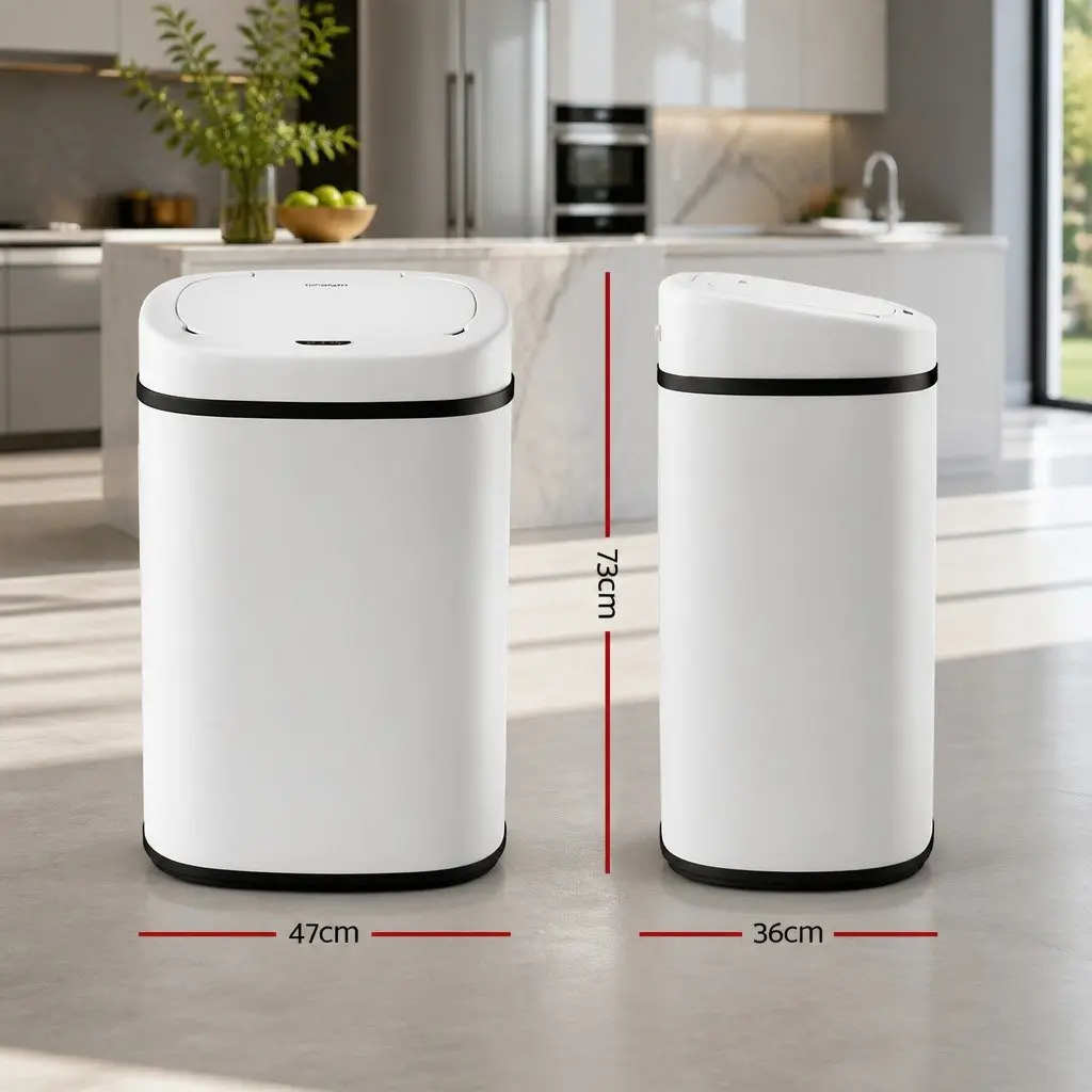 Automatic Motion Sensor Rubbish Bin 82L Capacity White Steel