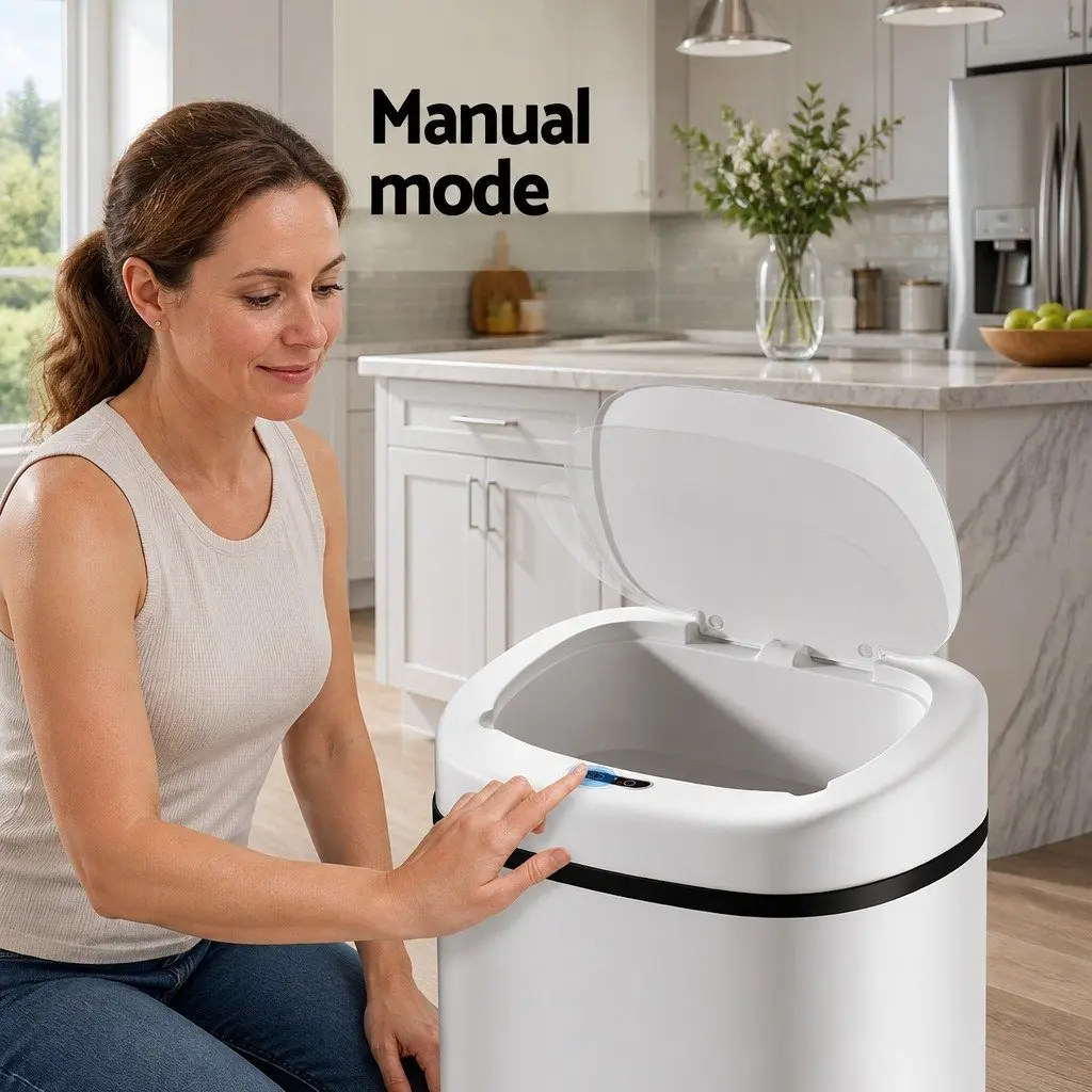 Automatic Motion Sensor Rubbish Bin 82L Capacity White Steel