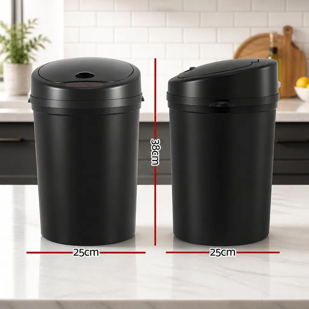 Automatic Trash Can Motion Sensor Hands-free 9L Black