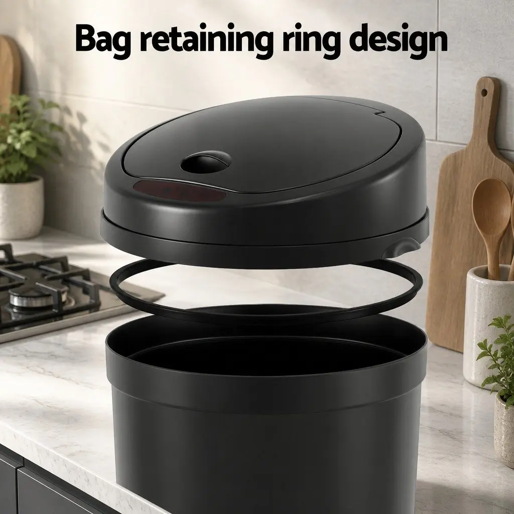 Automatic Trash Can Motion Sensor Hands-free 9L Black