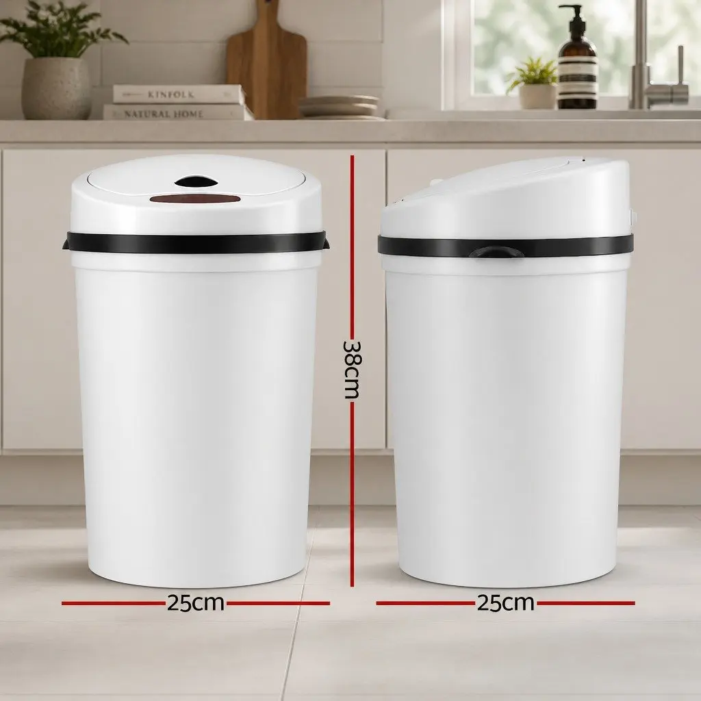 Automatic Trash Can Sensor Bin 9L White Hands Free