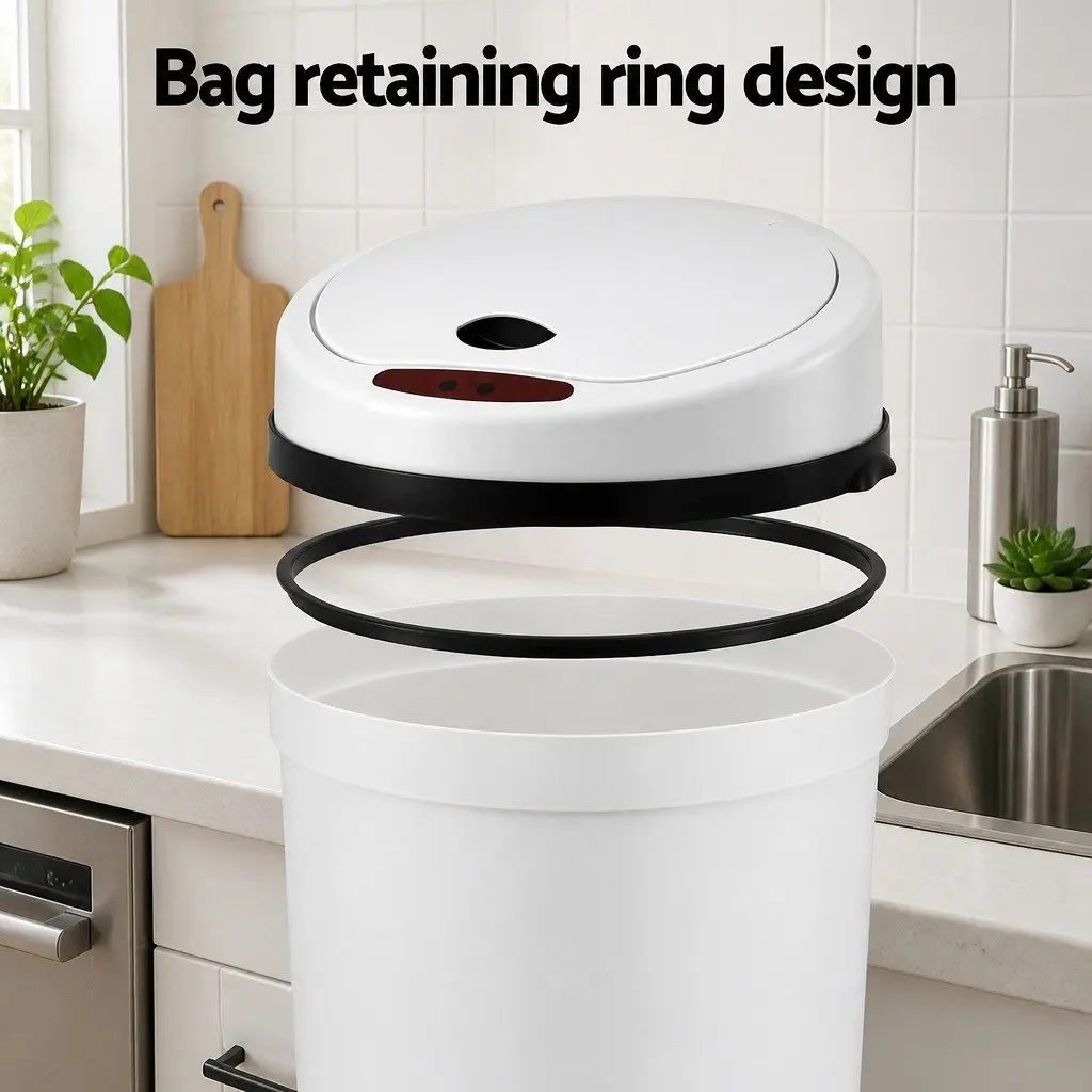 Automatic Trash Can Sensor Bin 9L White Hands Free
