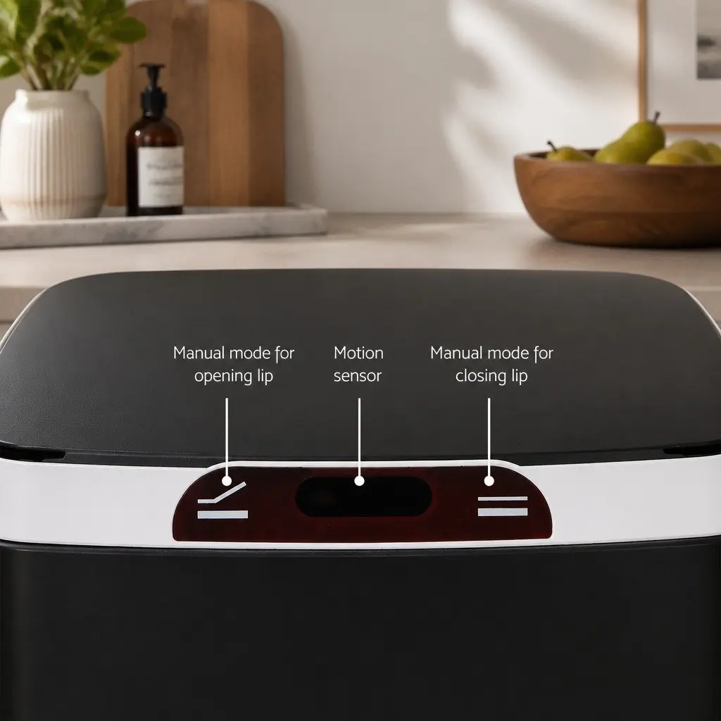 9L Motion Sensor Rubbish Bin Automatic Hands-Free Kitchen Waste Ash Black